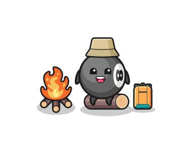 Bilardo çizgi filminin kamp çizimi, şirin bir tasarım.