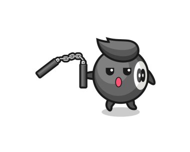 Mınçıka kullanan bilardo çizgi filmi, şirin tasarım.