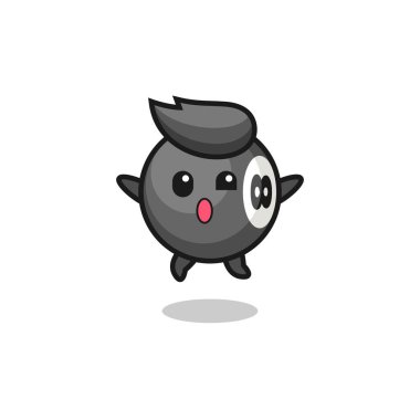 Bilardo karakteri zıplama hareketi yapıyor, şirin tasarım.