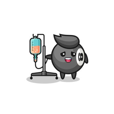 Sevimli bilardo karakteri. Nakil çubuğuyla duruyor. Sevimli tasarım.