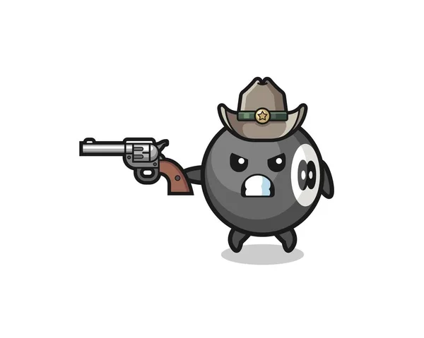 Billiard Cowboy Shooting Gun Cute Design — Stock Vector