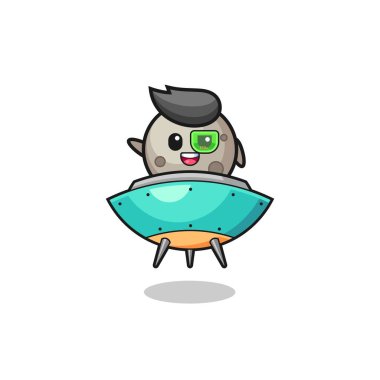 Geleceğin uzay gemisine binen ay çizgi filmi, şirin bir tasarım.