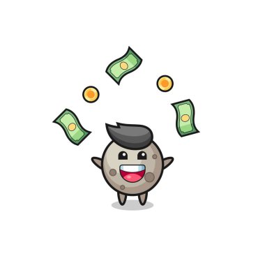 Ay 'ın gökyüzünden düşen parayı yakalama resmi, şirin bir tasarım.