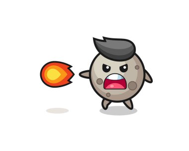 Sevimli ay maskotu ateş gücü, şirin tasarım.