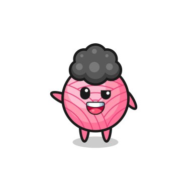 Afro çocuk rolünde iplik topu karakteri, şirin bir tasarım.