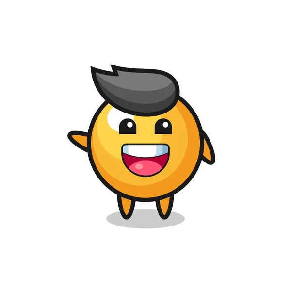 Feliz Ping Pong Lindo Personaje Mascota Lindo Diseño — Vector de stock