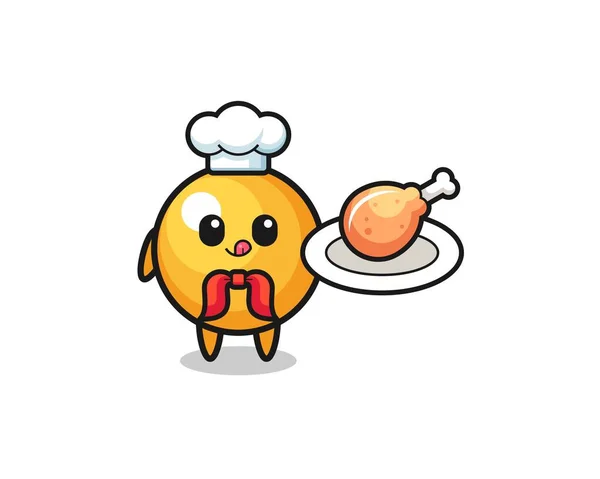 Ping Pong Poulet Frit Chef Personnage Dessin Animé Design Mignon — Image vectorielle