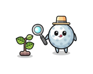 Şirin bir golf oyuncusu bitkileri araştırıyor, şirin bir tasarım.