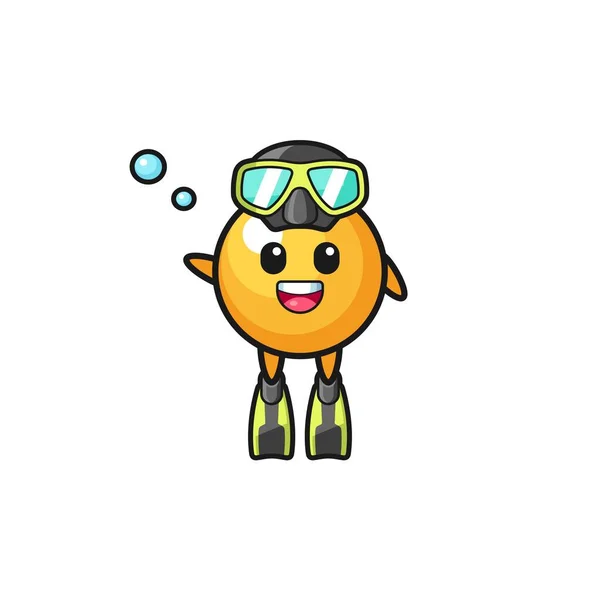 Personagem Desenho Animado Mergulhador Ping Pong Design Bonito — Vetor de Stock