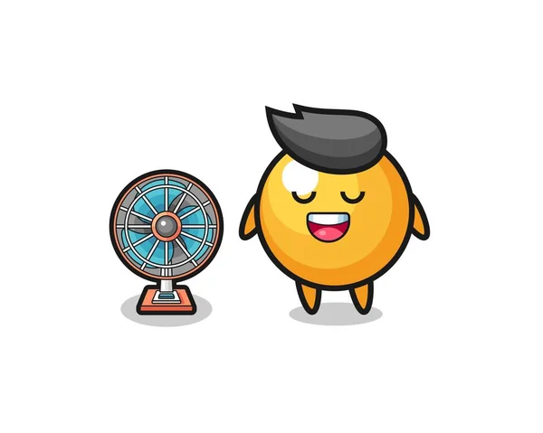 Lindo Ping Pong Está Pie Delante Del Ventilador Lindo Diseño — Vector de stock