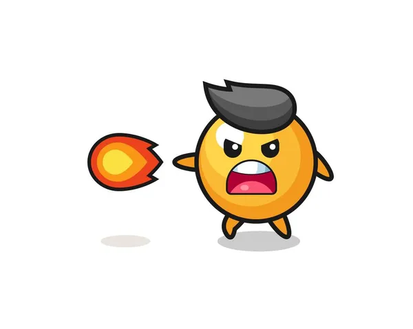Cute Ping Pong Mascot Shooting Fire Power Cute Design — Stock Vector