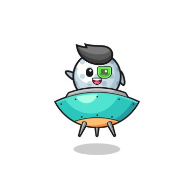 Geleceğin uzay gemisine binen bir golf çizgi filmi, şirin bir tasarım.