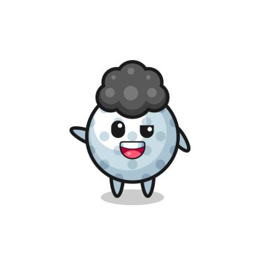 Afro çocuk rolünde golf karakteri, şirin tasarım.