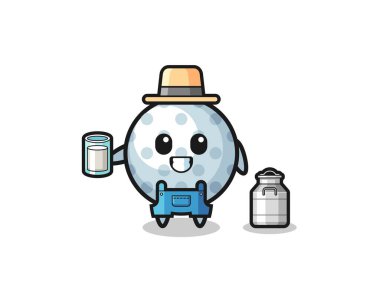 Süt çiftçisi rolünde golf çizgi filmi, şirin tasarım.