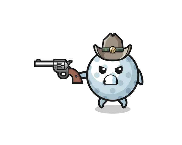 Golf Cowboy Schieten Met Een Pistool Schattig Ontwerp — Stockvector