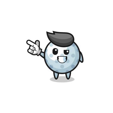 Sol üst tarafı gösteren golf maskotu, şirin tasarım.