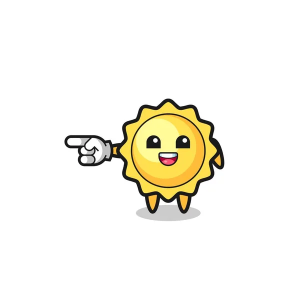 Sun Cartoon Pointing Left Gesture Cute Design — Stock Vector
