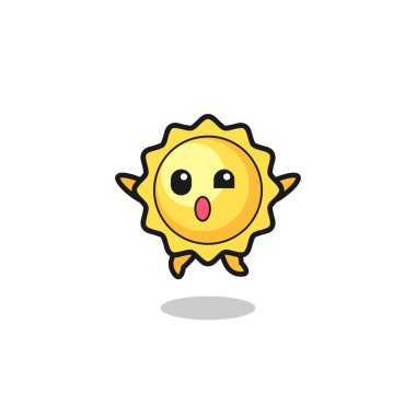 Güneş karakteri zıplama hareketi, şirin tasarım.