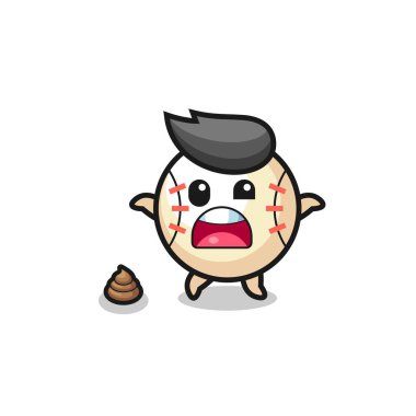 Hoş bir çizgi film beyzbolu, titreyen bir ifade, şirin bir tasarım