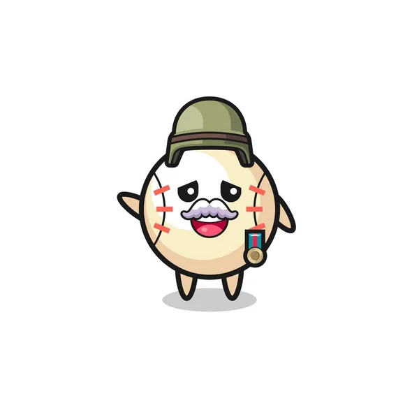 Mignonne Mascotte Baseball Comme Soldat Design Mignon — Image vectorielle