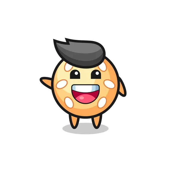 Feliz Bola Sésamo Lindo Personaje Mascota Lindo Diseño — Vector de stock