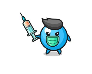 Virüsle savaşmak için sakız topunun çizimi, şirin tasarım.