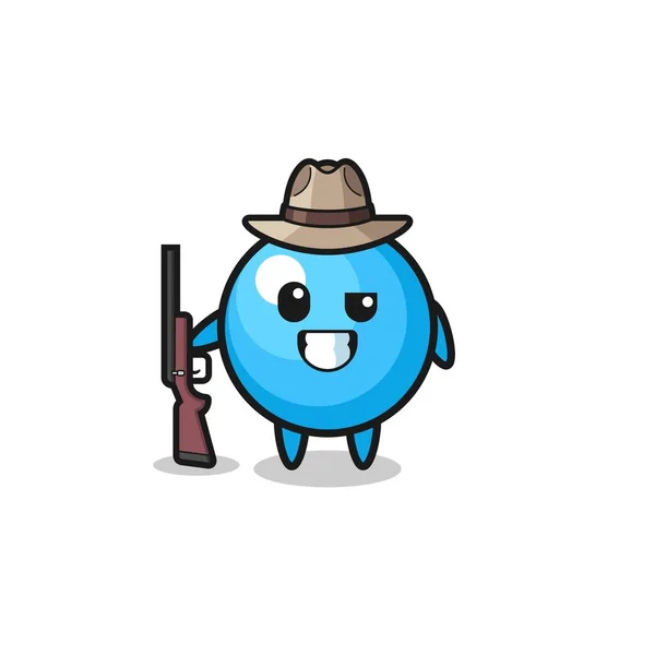 Mascotte Chasseur Boule Gomme Tenant Pistolet Design Mignon — Image vectorielle