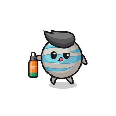 Sivrisinek savar taşıyan sevimli gezegen, şirin tasarım.