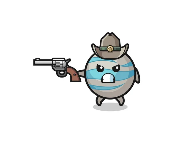 Planet Cowboy Shooting Gun Cute Design — Stock Vector