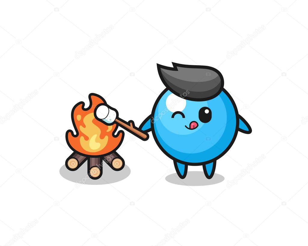 gum ball character is burning marshmallow , cute design