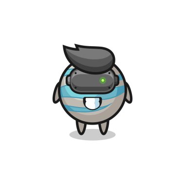 Şirin gezegen VR kulaklık kullanıyor, şirin tasarım.