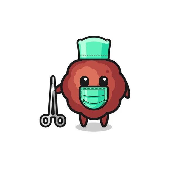 Cirurgião Almôndega Mascote Personagem Projeto Bonito — Vetor de Stock