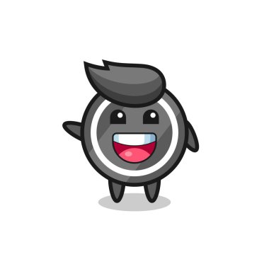 Mutlu hokey diski şirin maskot karakteri, şirin tasarım