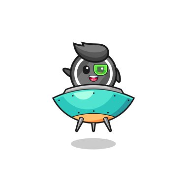 Geleceğin uzay gemisine binen hokey topu çizgi filmi, şirin tasarım.