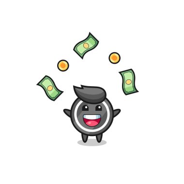 Hokey diskinin, gökten para düşüşünü gösteren bir tasarım.