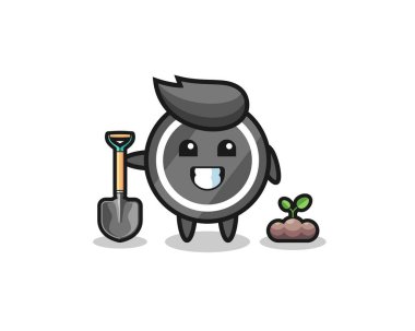 Şirin hokey diski çizgi filmi ağaç tohumu ekiyor, şirin tasarım.