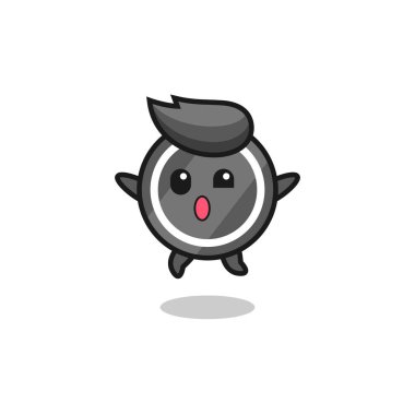 Hokey diski karakteri zıplama hareketi yapıyor, şirin tasarım.