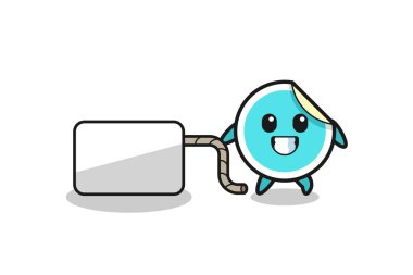 Çıkartma karikatürü bir afiş çekiyor, şirin bir tasarım.