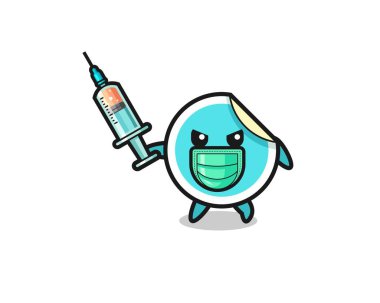 Virüsle savaşmak için çıkartmanın çizimi, şirin tasarım.