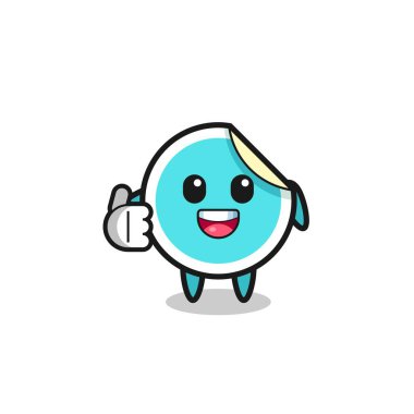 Çıkartma maskotu başparmak hareketi yapıyor, şirin tasarım