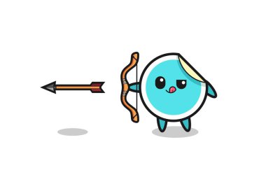 Okçuluk yapan çıkartma karakteri çizimi, şirin tasarım