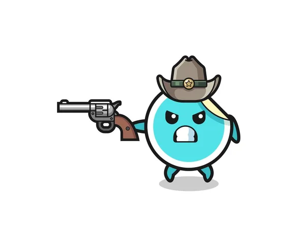 Adesivo Cowboy Tiro Com Uma Arma Design Bonito — Vetor de Stock