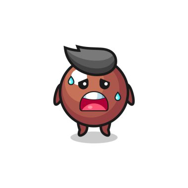 Çikolata topunun yorgunluk karikatürü, şirin tasarım.