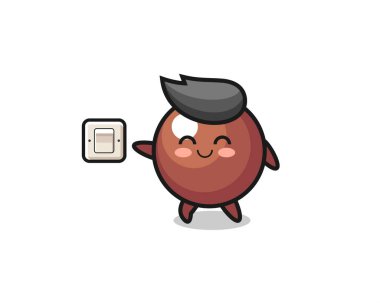 karikatür çikolata topu ışığı kapatıyor, şirin tasarım.