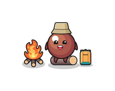 Çikolata topu çizgi filminin kamp çizimi, şirin bir tasarım.