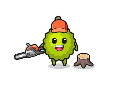 Durian oduncu karakteri elinde testere, şirin bir tasarım.