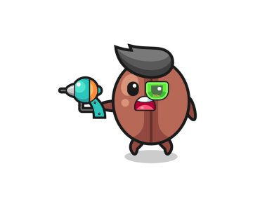 Şirin kahve çekirdeği geleceğin silahını tutuyor, şirin tasarım.