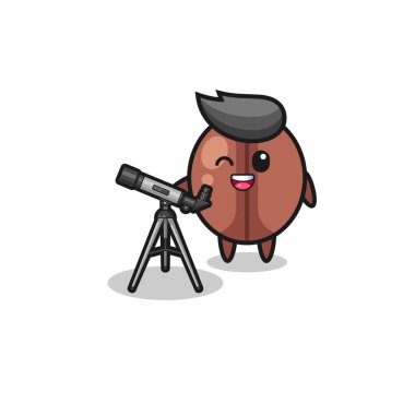 Modern teleskoplu kahve çekirdeği astronotu, şirin bir tasarım.