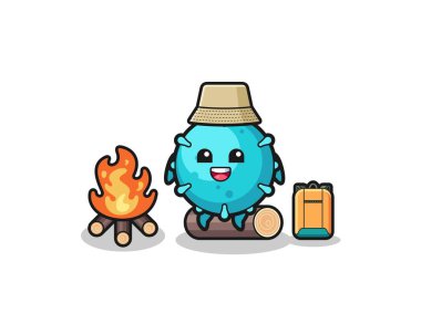 Virüs çizgi filminin kamp çizimi, şirin bir tasarım.