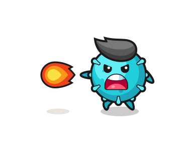 Şirin virüs maskotu ateş gücü, şirin tasarım.